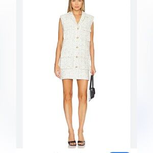 Anine Bing Cream Tweed Mini Dress medium